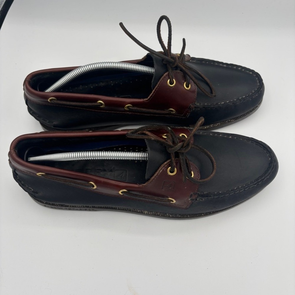 Sperry Boat Shoes Mens Sz 12 Black Brown Leather Authentic Original Deck Shoes - Picture 4 of 10